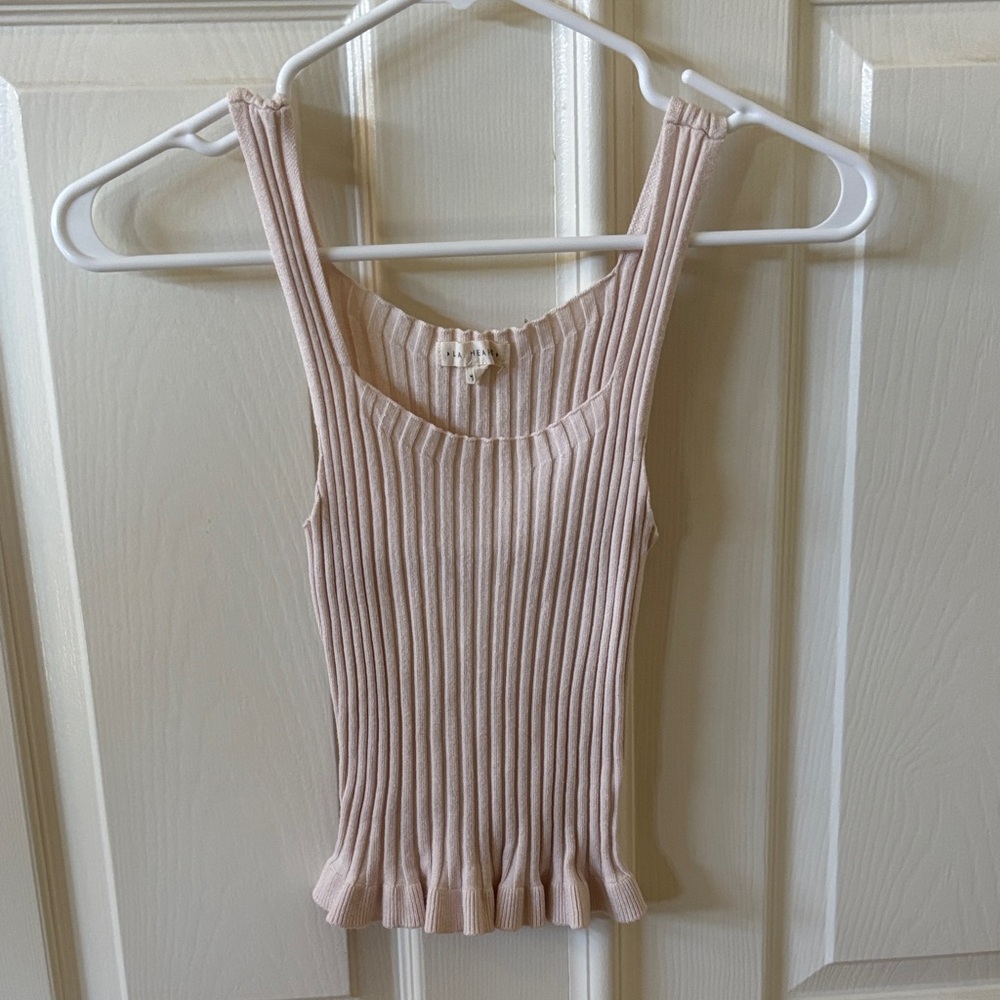 Ribbed Cream/Rose Tank Top